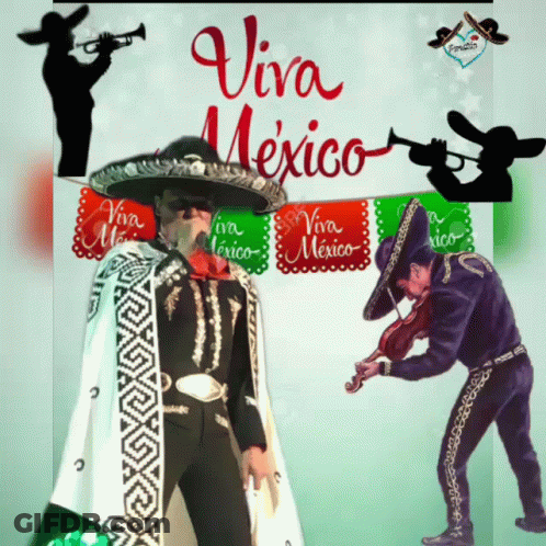 Man In Mariachi Outfit Playing Violin Viva Mexico GIF