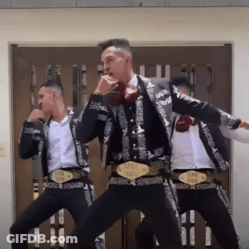 Man In Mariachi Outfit With Ranch Belt GIF