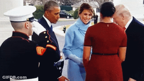 Man In Marine Uniform Saluting President And First Lady GIF