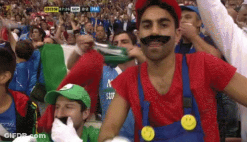 Man In Mario Costume At Soccer Game GIF