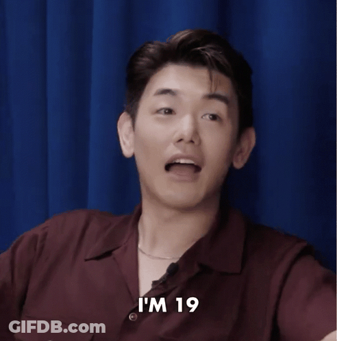 Man In Maroon Shirt Says I'm 19 GIF