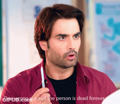 Man In Maroon Shirt Says One Wrong Cut Dead Forever GIF