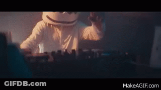 Man In Marshmello Costume Playing Turntable GIF