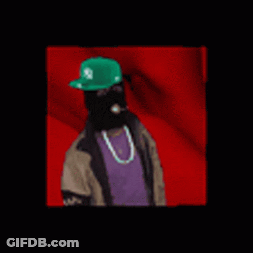 Man In Mask And Green Hat With Letter S GIF