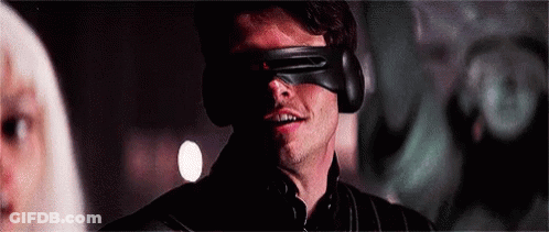 Man In Mask And Headphones Looking At Woman GIF