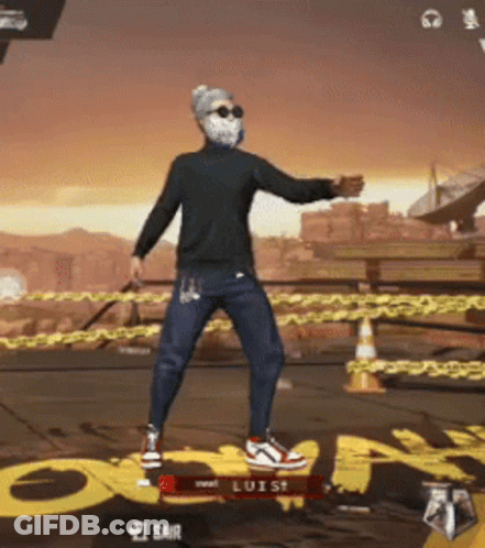 Man In Mask And Sunglasses On Yellow Sign Luist GIF