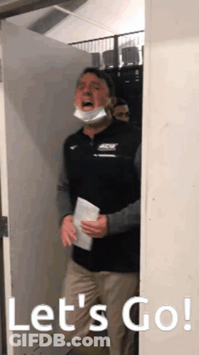 Man In Mask At Doorway Saying Let's Go GIF