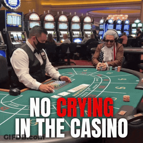 Man In Mask At Poker Table No Crying GIF