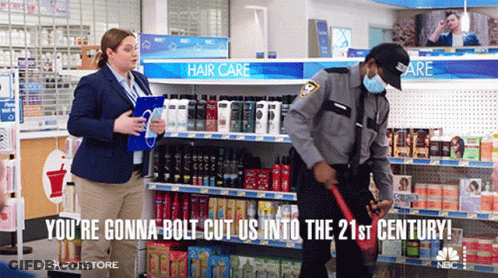 Man In Mask Cleaning Shelf With You Gonna Bolt GIF