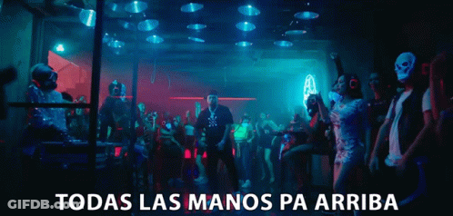 Man In Mask Dancing With Todas Las Manos Pa Arriba GIF