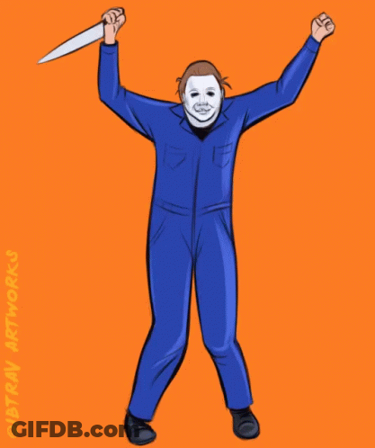 Man In Mask Holding Knife IBTNetwork GIF