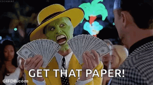 Man In Mask Holding Money And Screaming GIF