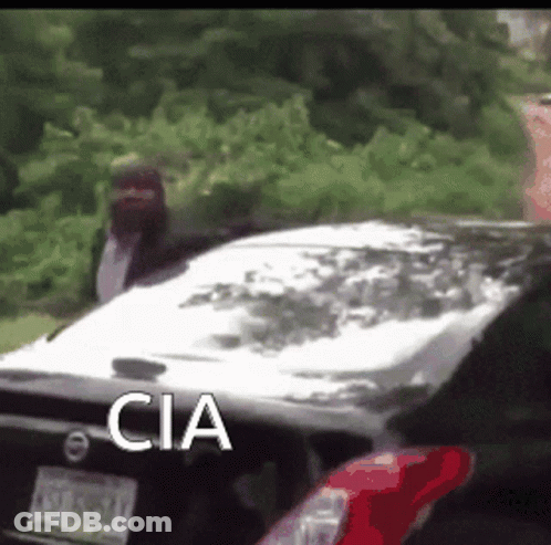 Man In Mask Next To Car Saying CIA GIF