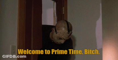 Man In Mask Standing In Doorway Welcome To Prime Time Bitch GIF