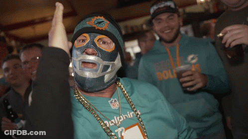 Man In Mask With Dolphins Shirt GIF