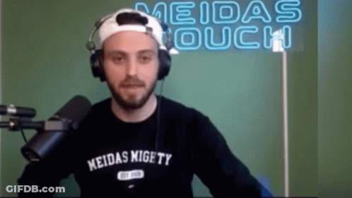 Man In Meidas Mighty Sweatshirt And Headphones At Mic GIF