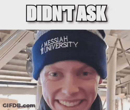 Man In Messiah University Hat Smiling GIF