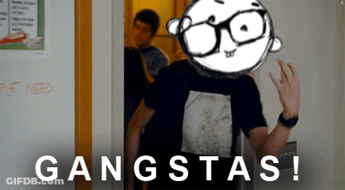 Man In Metallica Shirt With Gangstas Wall GIF