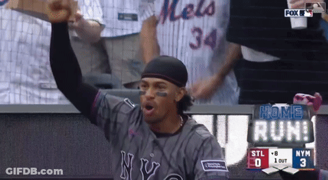 Man In Mets Jersey Fist Pump GIF