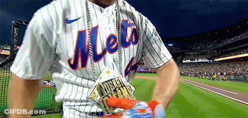 Man In Mets Jersey Holding Money GIF