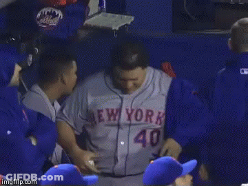 Man In Mets Jersey Shaking Hands GIF