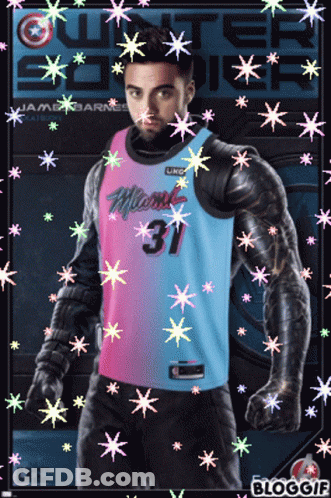 Man In Miami Jersey Surrounded By Stars GIF