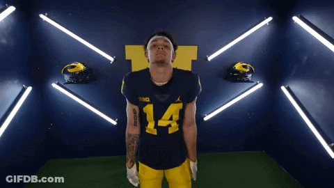 Man In Michigan Football Jersey Number 14 GIF