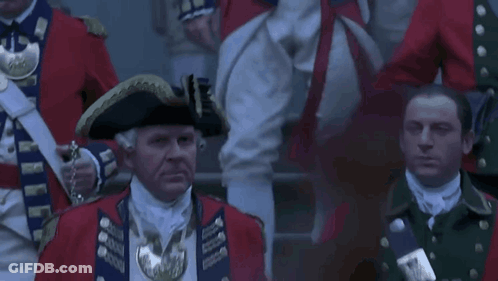 Man In Military Uniform And Hat With Flag Saying Nearly GIF