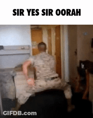 Man In Military Uniform Dancing Oorah GIF