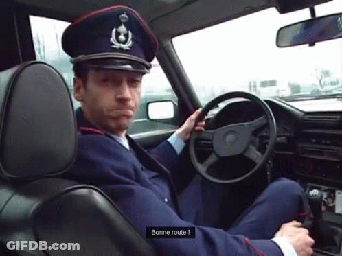 Man In Military Uniform Driving Car Bonne Route GIF