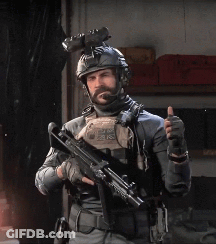 Man In Military Uniform Holding Gun And Thumbs Up GIF