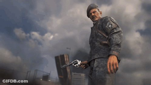 Man In Military Uniform Holding Gun GIF