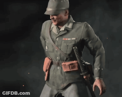 Man In Military Uniform Holding Sword GIF