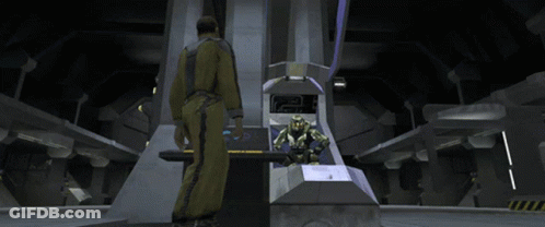 Man In Military Uniform Next To Man In Armor GIF