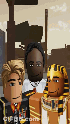 Man In Military Uniform Next To Pharaoh And Man In White Shirt GIF