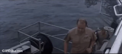 Man In Military Uniform On Boat Looking At Camera GIF