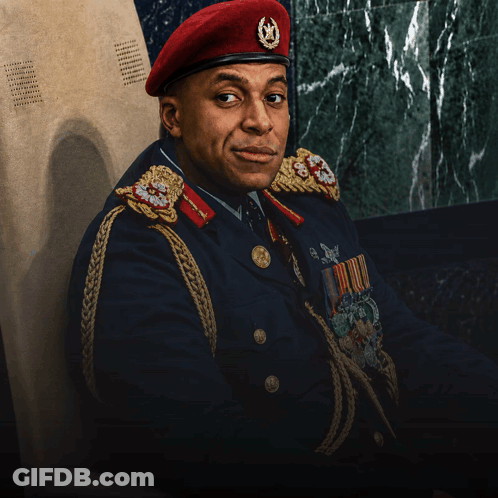 Man In Military Uniform Red Beret Letter O GIF