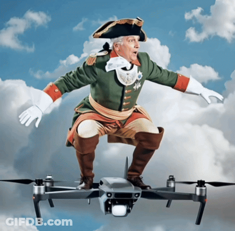 Man In Military Uniform Riding Drone GIF