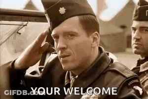 Man In Military Uniform Saluting Another Man In Car GIF
