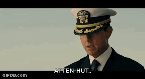 Man In Military Uniform Saluting Atten-Hut GIF