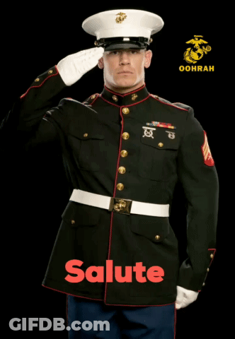 Man In Military Uniform Saluting Oohrah Logo GIF