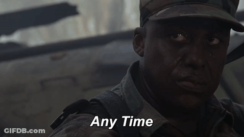 Man In Military Uniform Saying Any Time GIF