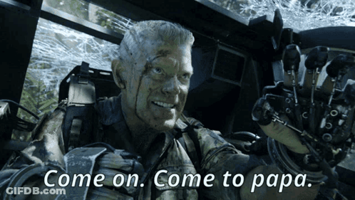 Man In Military Uniform Saying Come On Come To Papa GIF