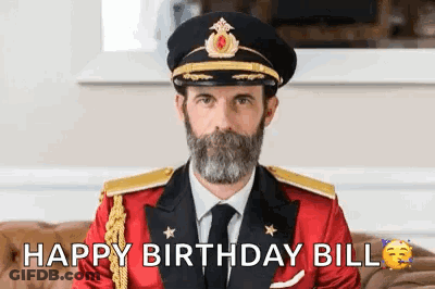 Man In Military Uniform Saying Happy Birthday Bill GIF