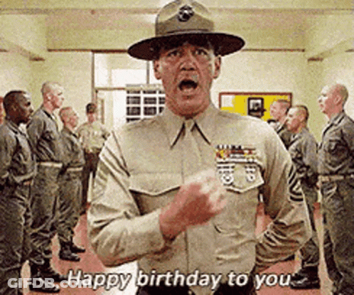 Man In Military Uniform Saying Happy Birthday To Soldiers GIF