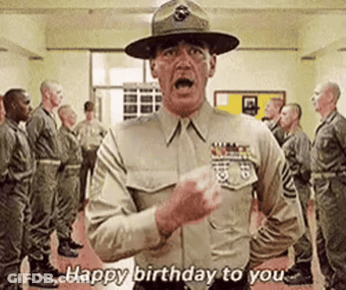 Man In Military Uniform Saying Happy Birthday To You GIF