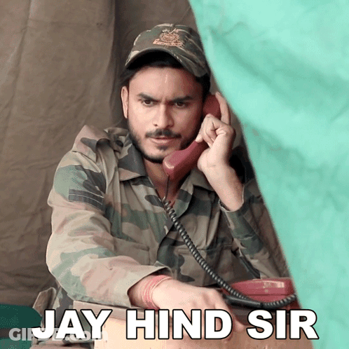 Man In Military Uniform Saying Jay Hind Sir On Phone GIF
