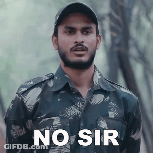 Man In Military Uniform Saying No Sir GIF