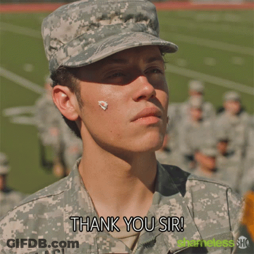 Man In Military Uniform Says Thank You Sir GIF