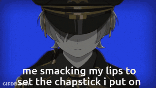Man In Military Uniform Smacking Lips For Chapstick GIF